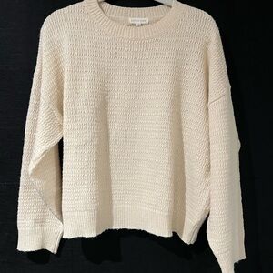 Off White Textured Crew Neck Sweater